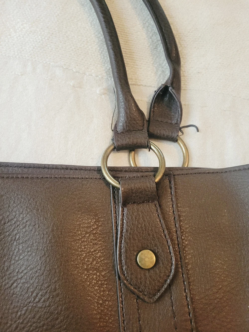 FRYE & CO. Warm Taupe Large Faux Leather Shoulder Tote Bag Purse